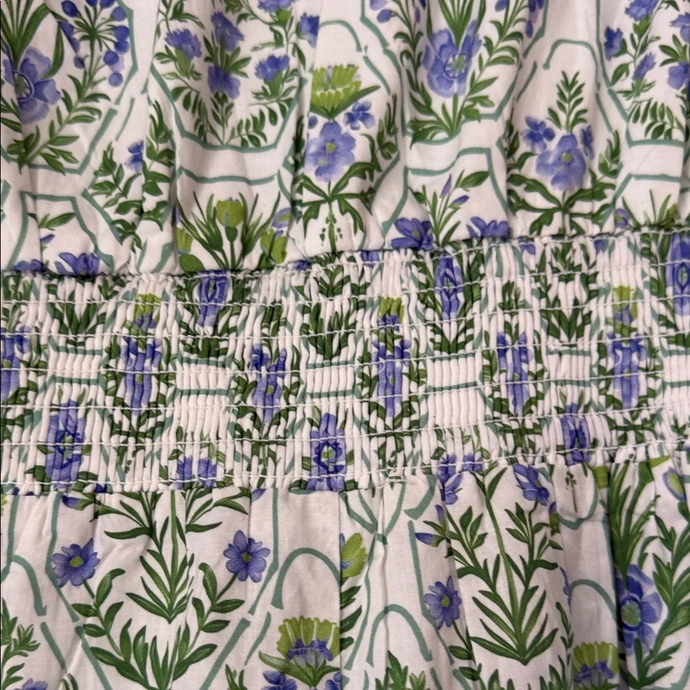 entro White Midi Dress with Blue and Green Floral Print - Picture 9 of 11